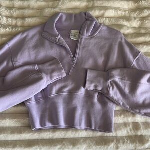 Aerie Offline Lavender Half-Zip Cropped Sweatshirt